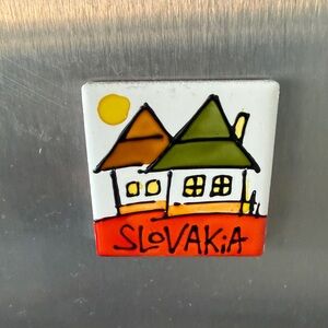 Slovakia souvenir fridge magenta